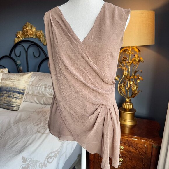Cynthia Steffe 100% Silk Light Brown Sleeveless Blouse - Picture 1 of 11